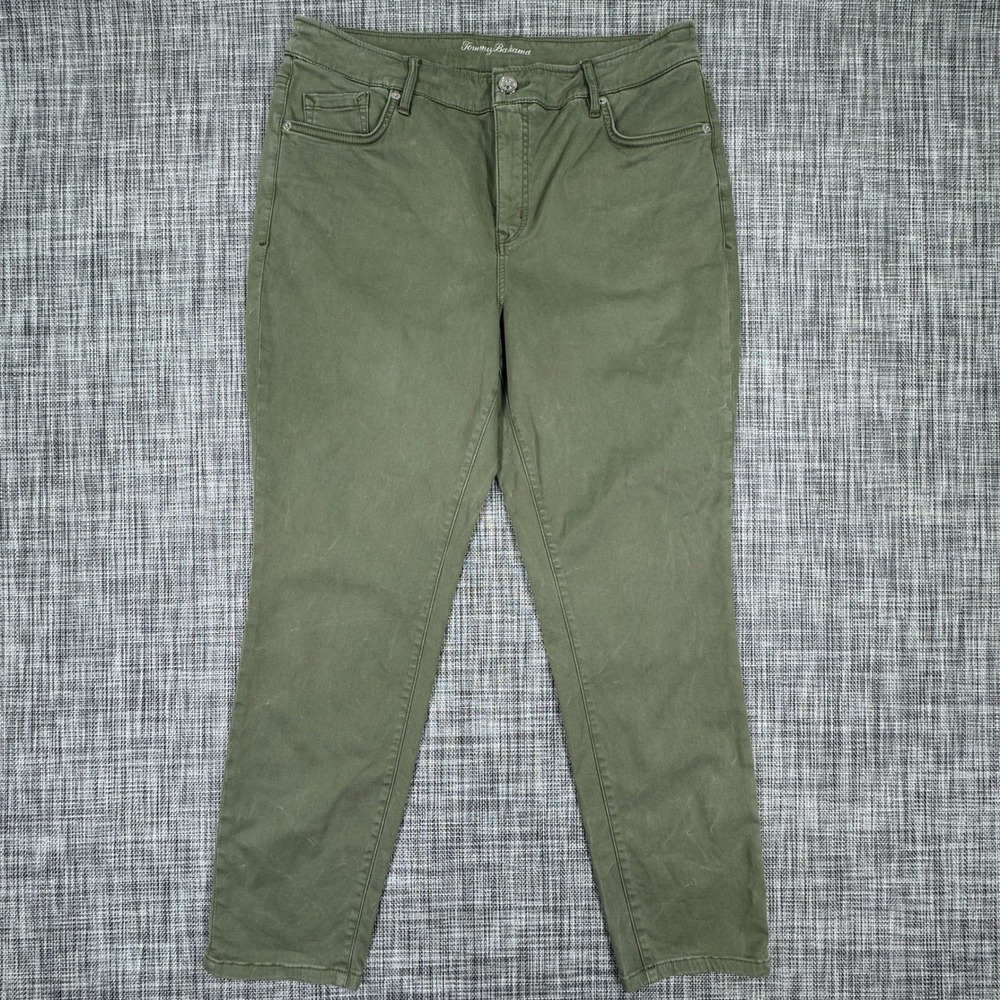 Tommy Bahama Women's Boracay Beach High Rise Ankle Pants Tea Leaf Green 12x28